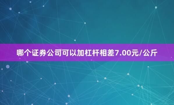 哪个证券公司可以加杠杆相差7.00元/公斤